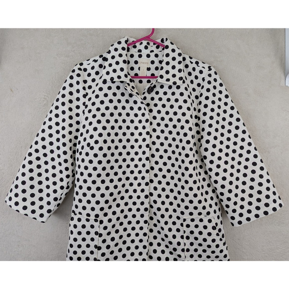 Chico's sz 1 Jacket white with black polka dots buttons lightweight 4240 - Picture 2 of 6